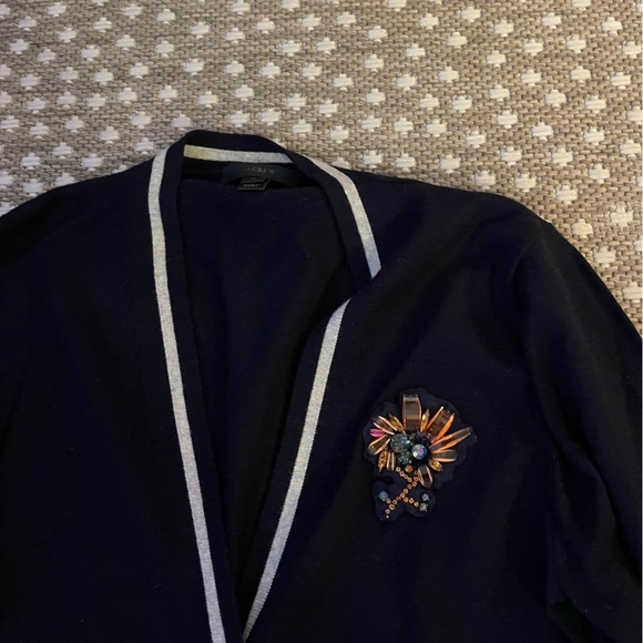 JCrew merino wool embellished cardigan medium - Picture 2 of 4
